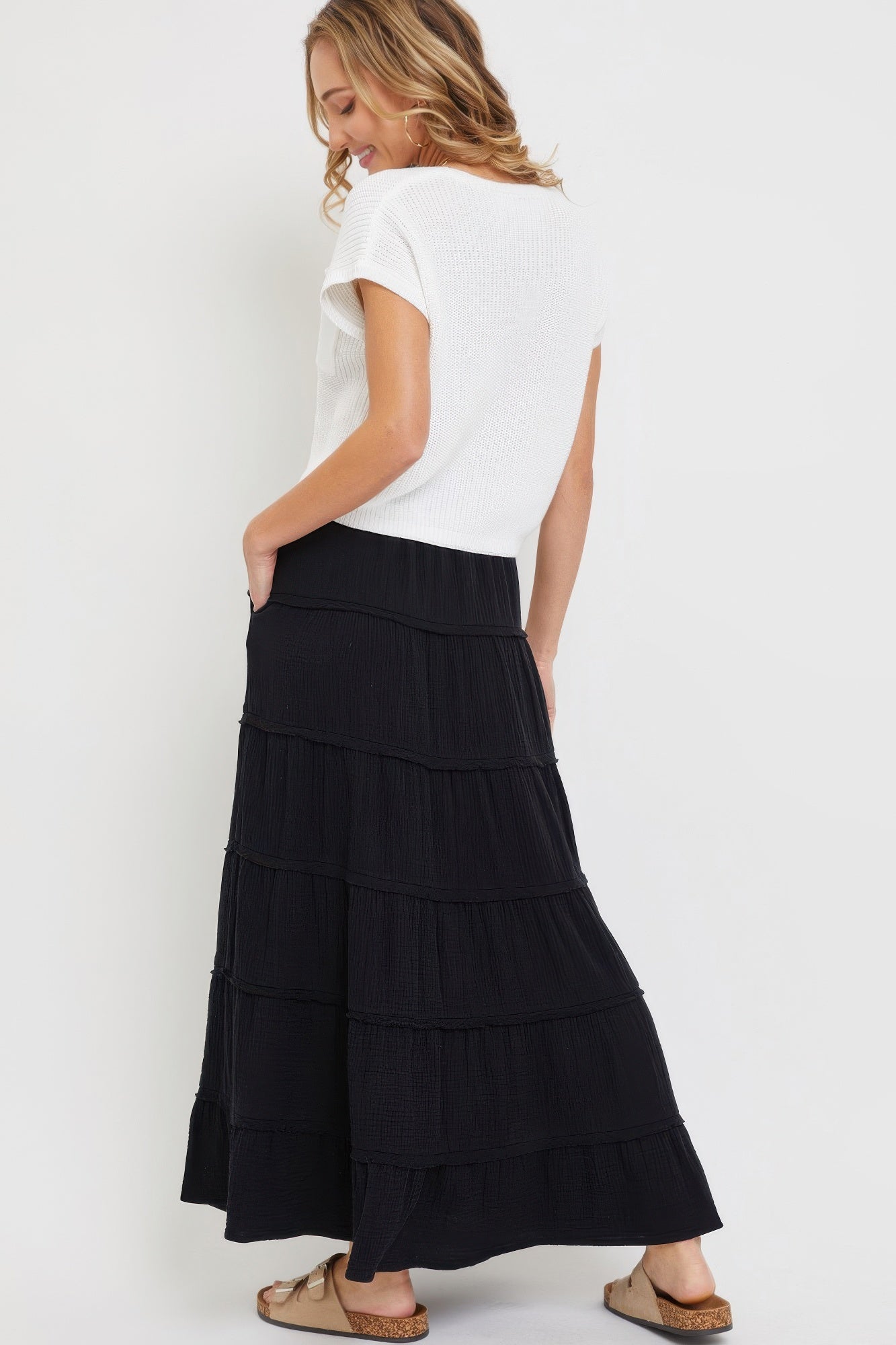 Cotton Gauze Tiered Maxi Skirt - AV Fashion’s
