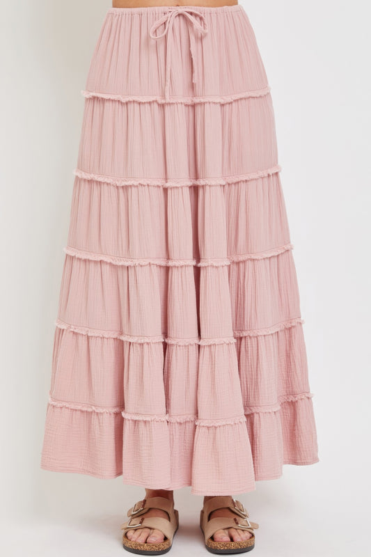 Cotton Gauze Tiered Maxi Skirt - AV Fashion’s