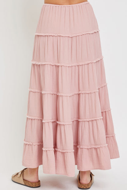 Cotton Gauze Tiered Maxi Skirt - AV Fashion’s