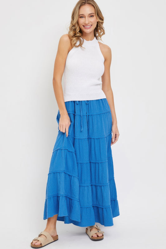 Cotton Gauze Tiered Maxi Skirt - AV Fashion’s