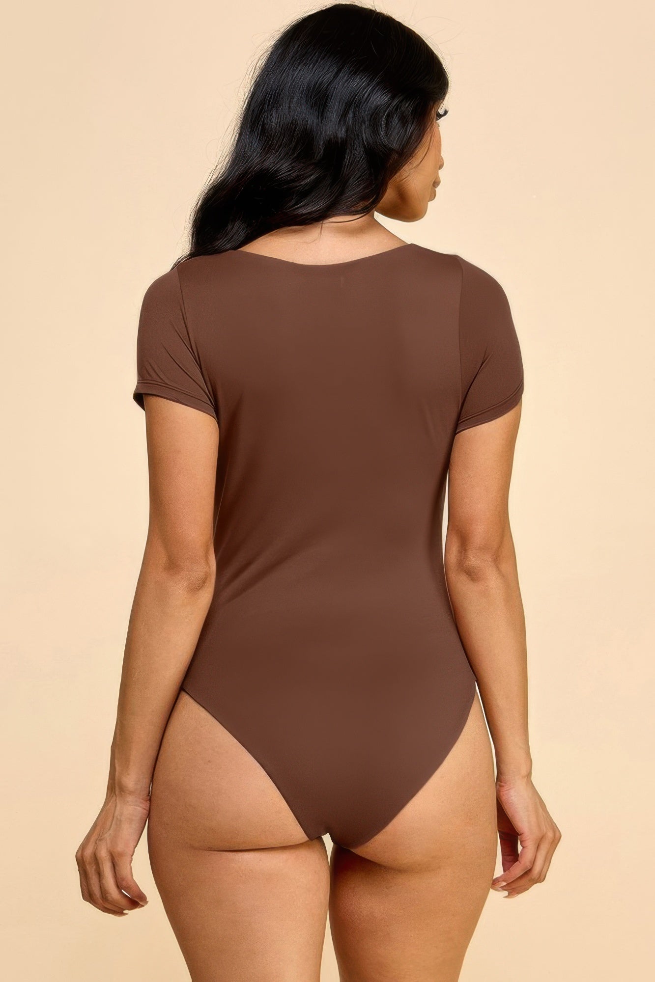 Short Sleeve Scoop Neck Double Layered Bodysuit - AV Fashion’s