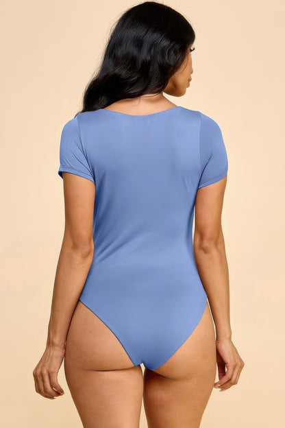 Short Sleeve Scoop Neck Double Layered Bodysuit - AV Fashion’s