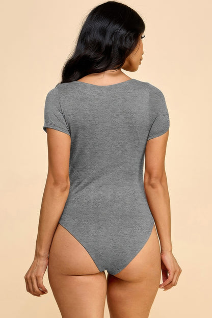 Short Sleeve Scoop Neck Double Layered Bodysuit - AV Fashion’s