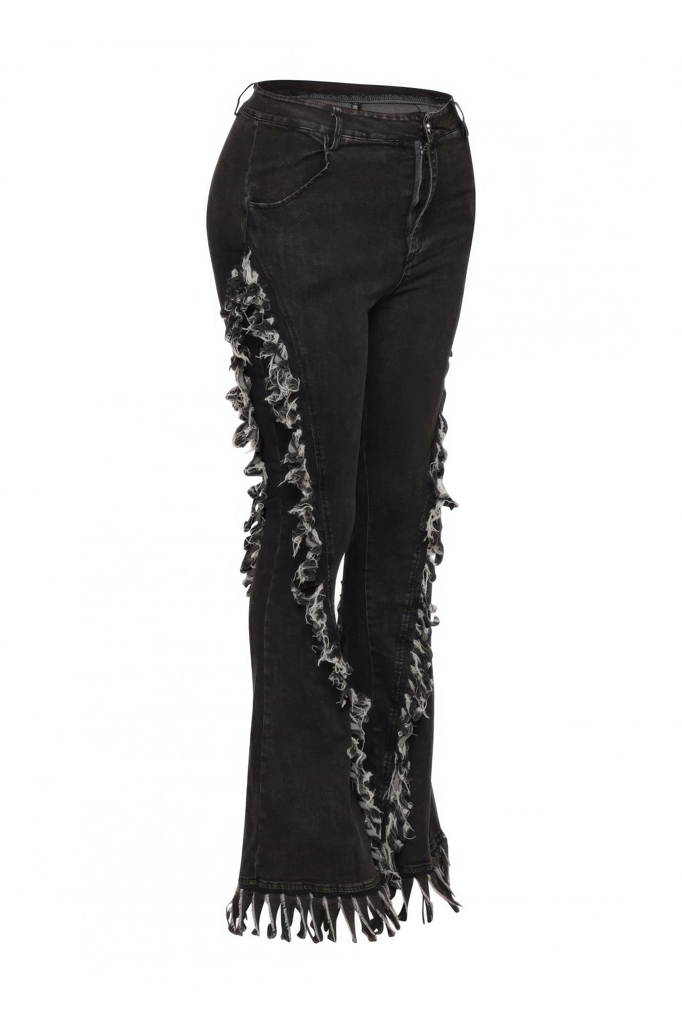 Distressed Fringe Denim Flared Pant - AV Fashion’s