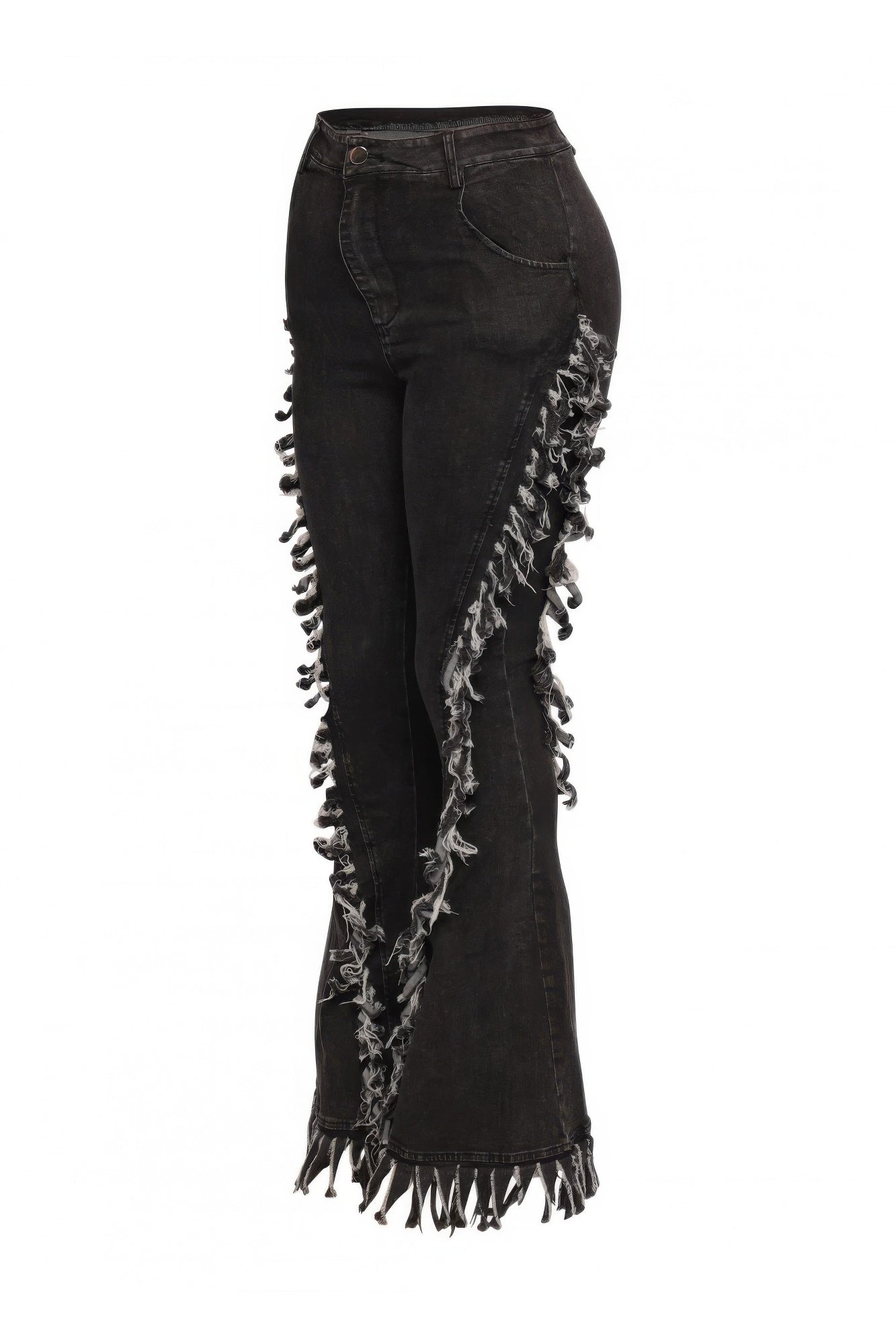 Distressed Fringe Denim Flared Pant - AV Fashion’s