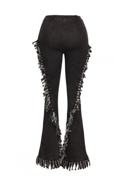 Distressed Fringe Denim Flared Pant - AV Fashion’s