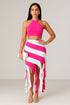 Lady in Pink Asymmetric Crop Skirt Set