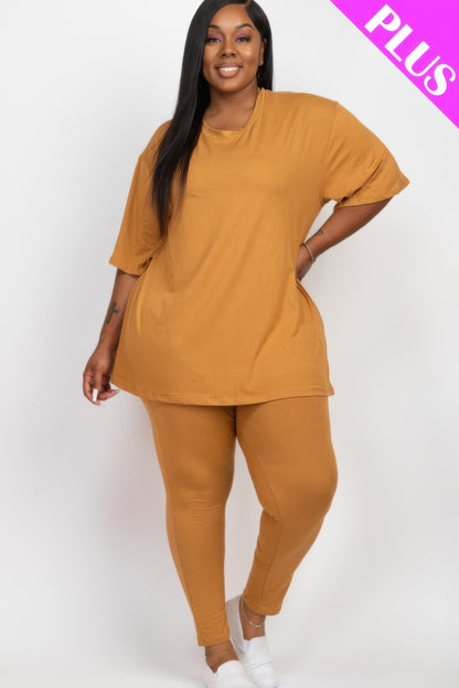 Plus Size Oversized T-shirt & Leggings Set - AV Fashion’s