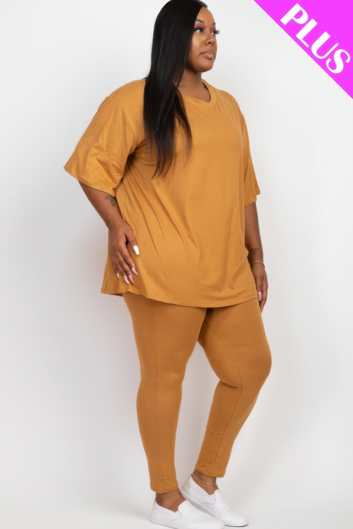 Plus Size Oversized T-shirt & Leggings Set - AV Fashion’s
