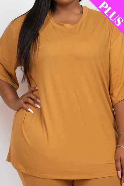 Plus Size Oversized T-shirt & Leggings Set - AV Fashion’s