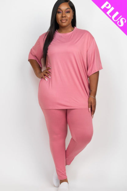Plus Size Oversized T-shirt & Leggings Set - AV Fashion’s