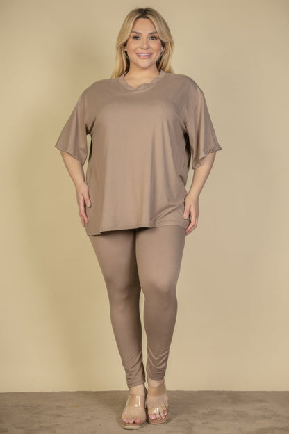 Plus Size Oversized T-shirt & Leggings Set - AV Fashion’s