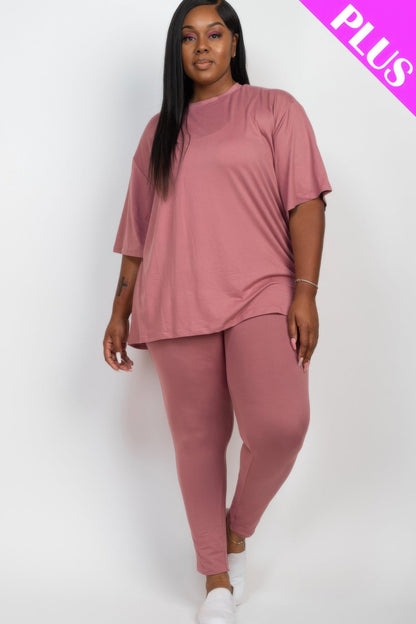 Plus Size Oversized T-shirt & Leggings Set - AV Fashion’s