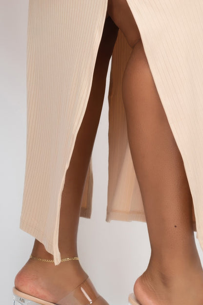 Plus Size Ribbed Side Slit Long Cami Maxi Dress - AV Fashion’s