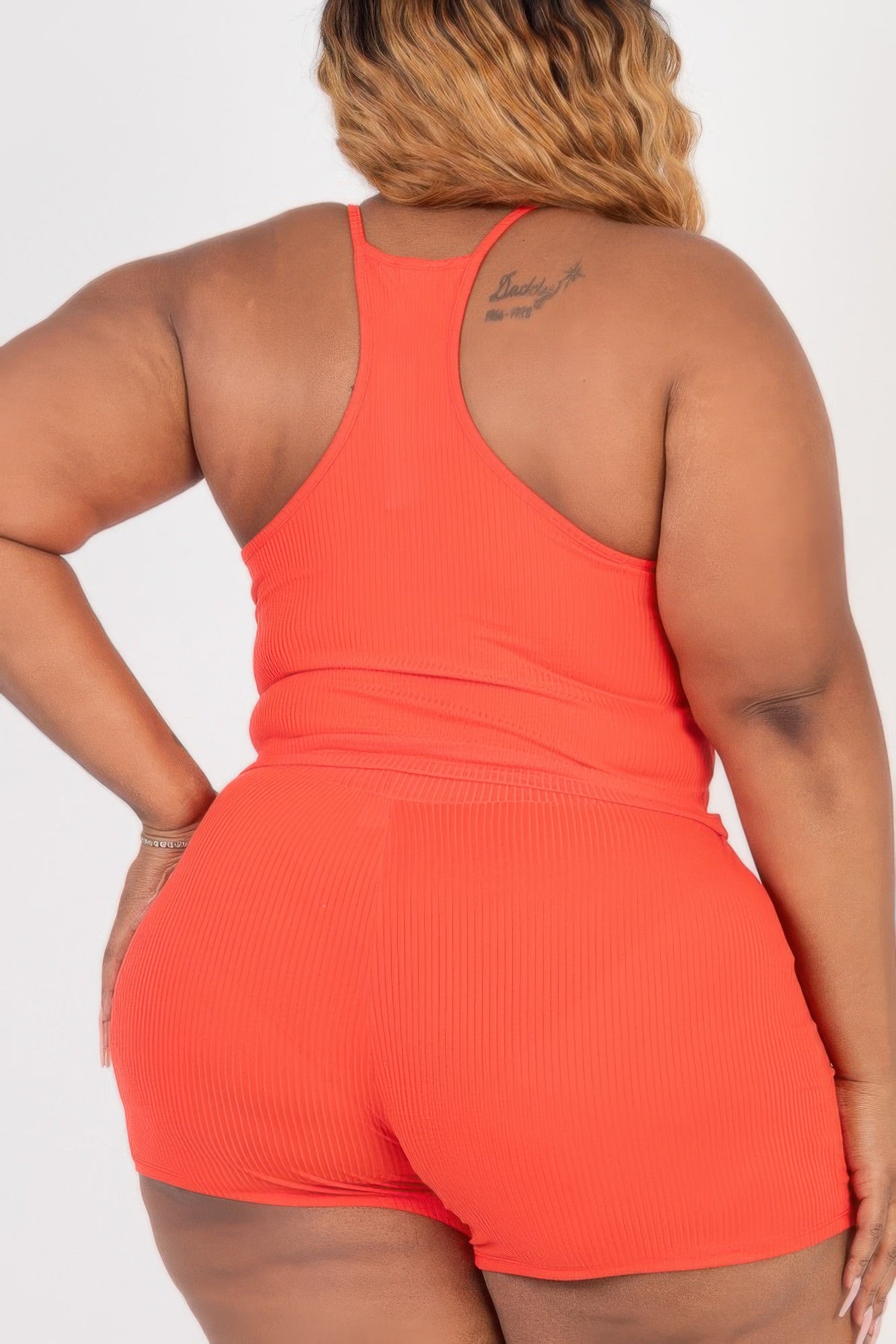 Plus Size Ribbed Crop Cami Top & Shorts Set - AV Fashion’s