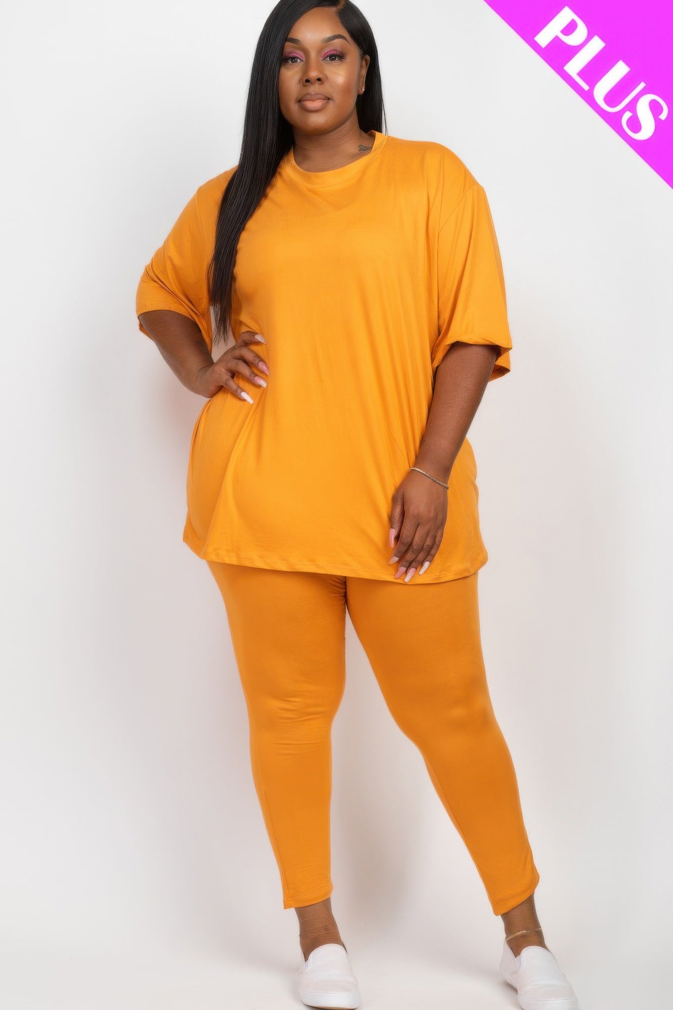 Plus Size Oversized T-shirt & Leggings Set - AV Fashion’s
