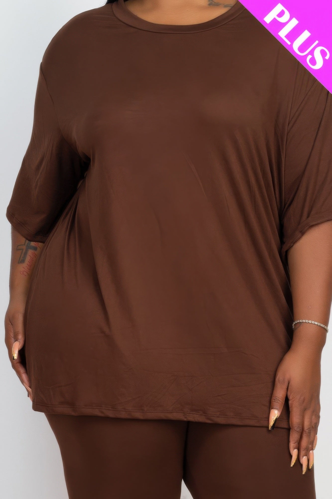 Plus Size Loose Fit Top & Biker Shorts Set - AV Fashion’s