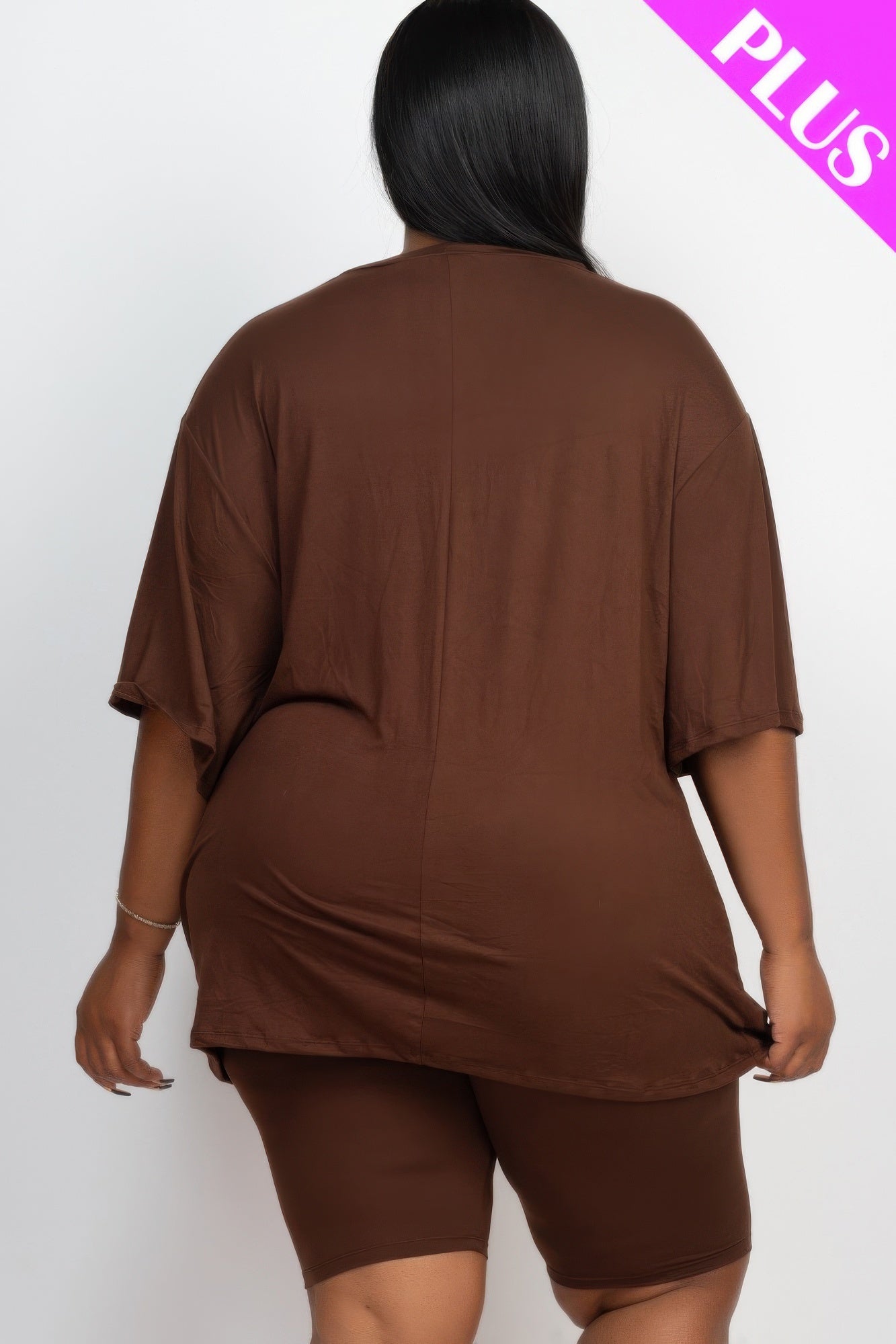 Plus Size Loose Fit Top & Biker Shorts Set - AV Fashion’s