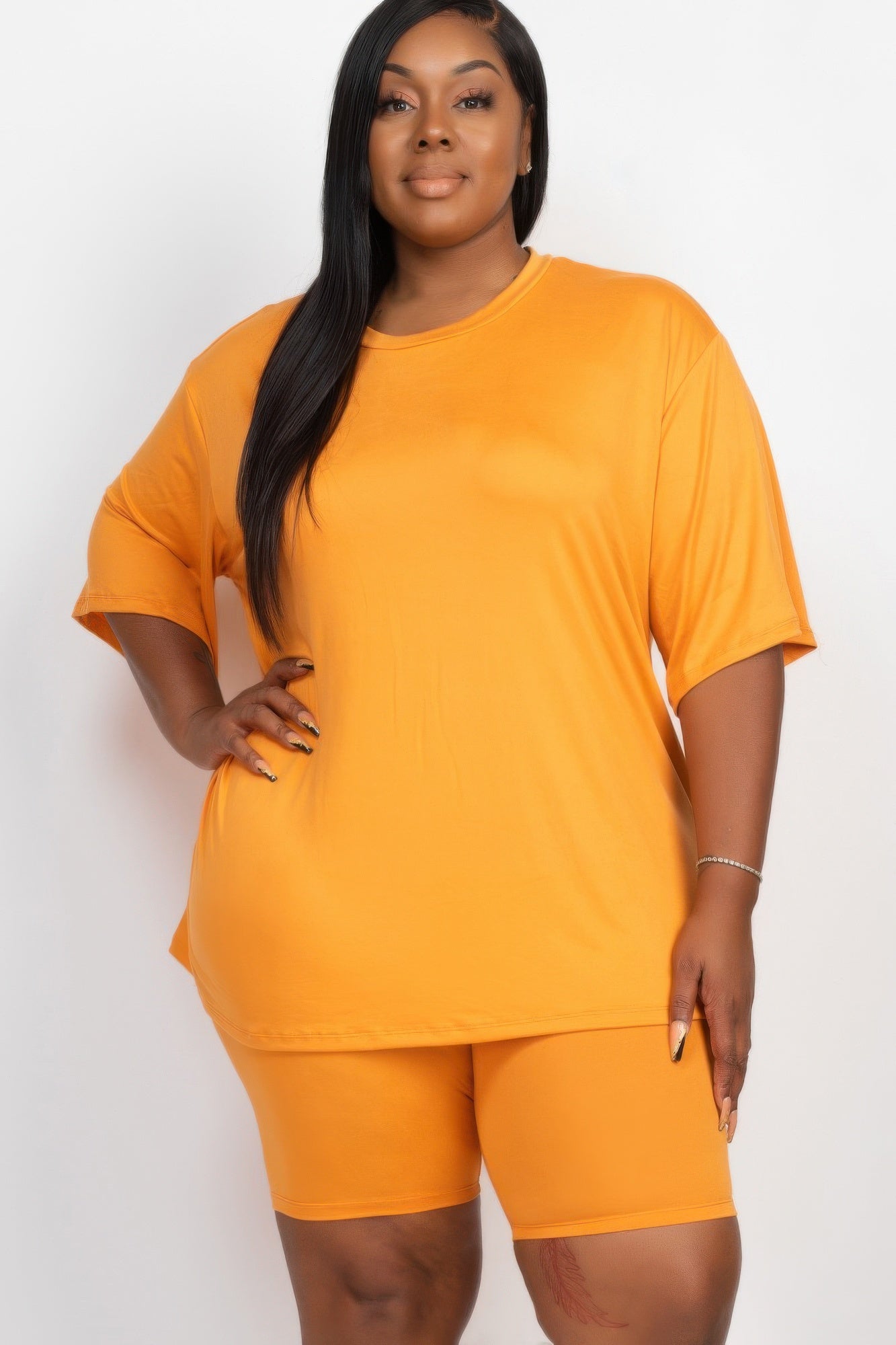 Plus Size Loose Fit Top & Biker Shorts Set - AV Fashion’s