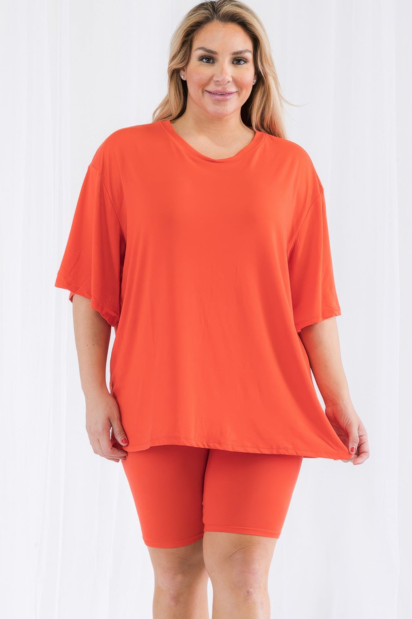 Plus Size Loose Fit Top & Biker Shorts Set - AV Fashion’s