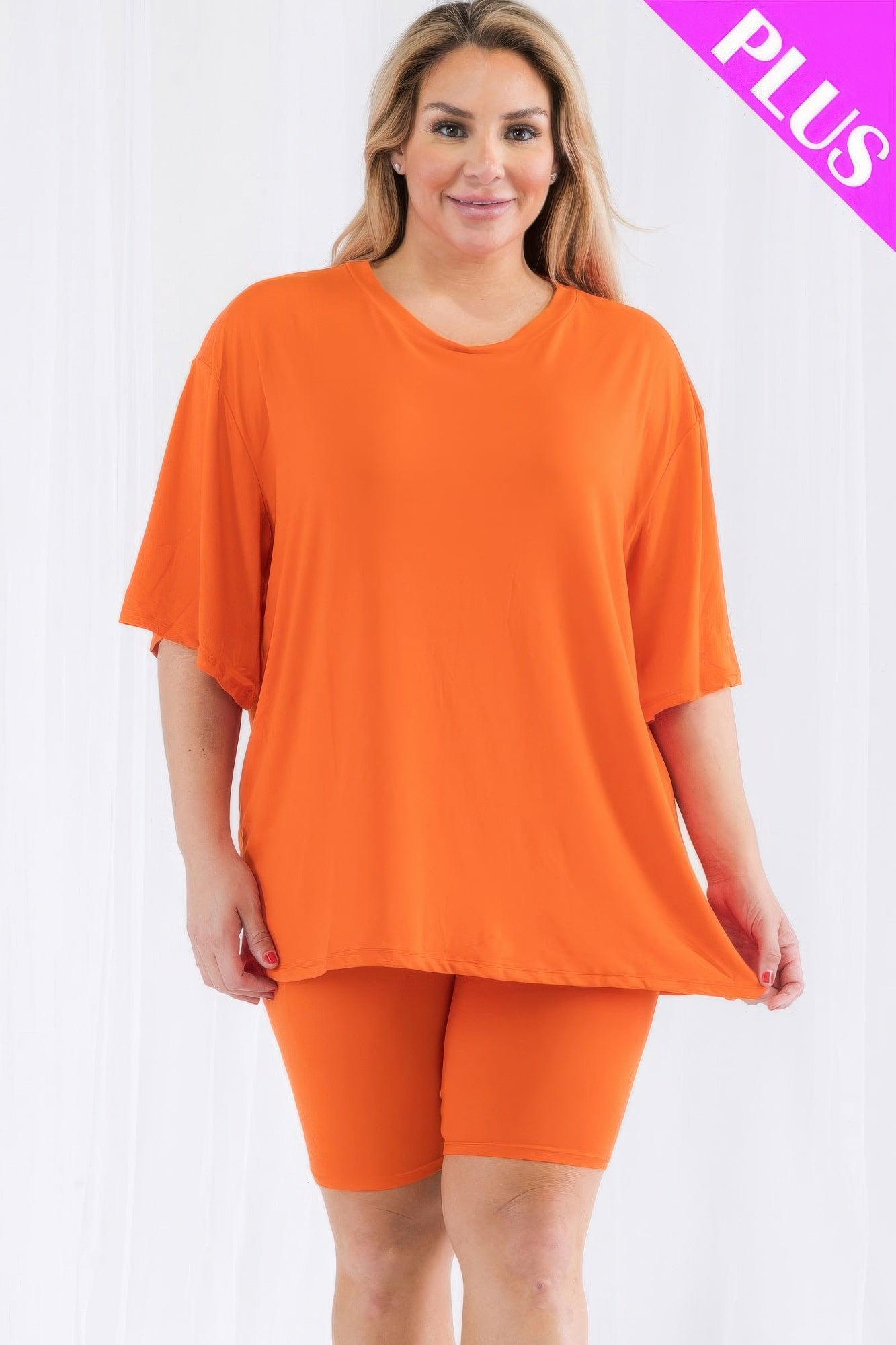 Plus Size Loose Fit Top & Biker Shorts Set - AV Fashion’s