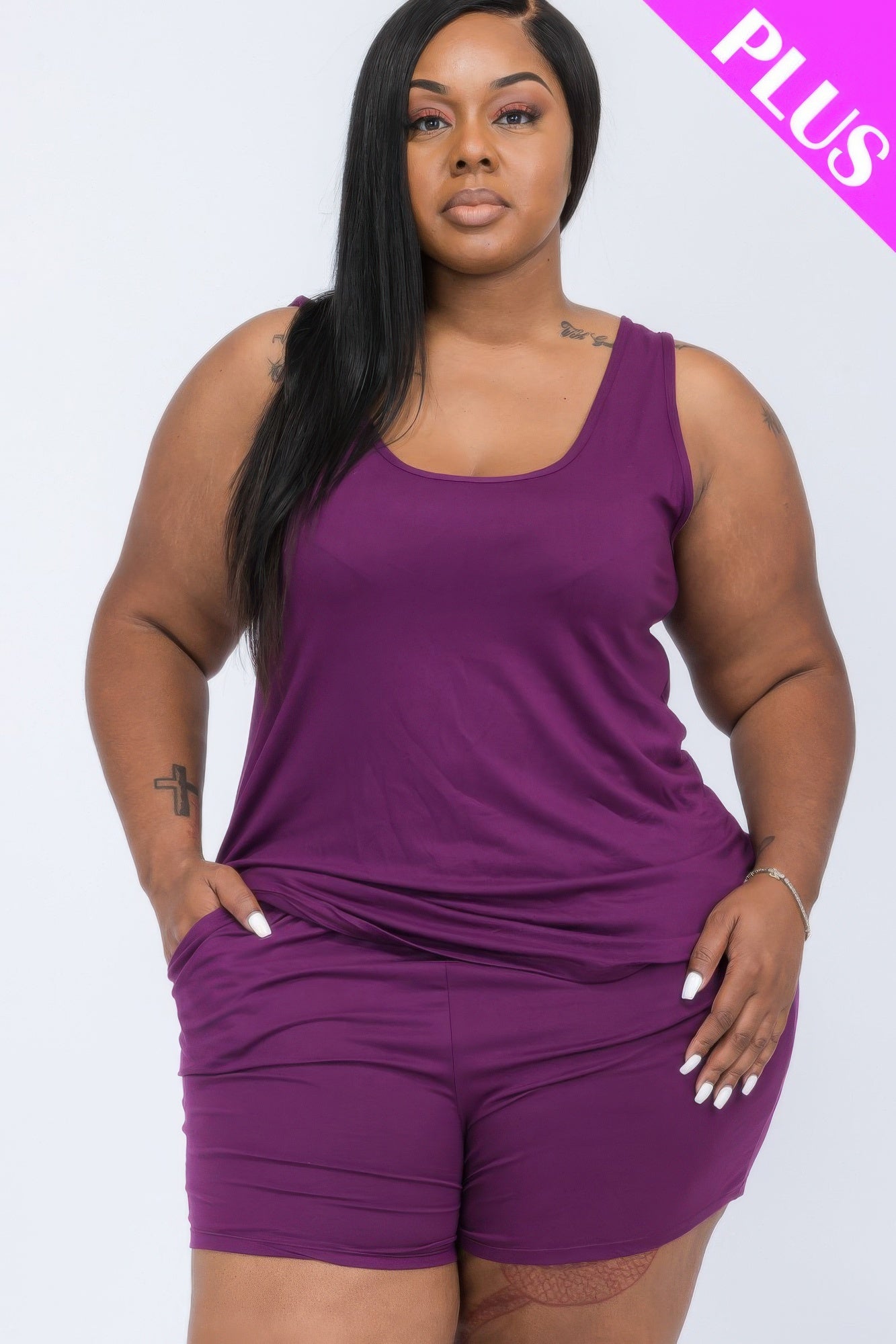 Plus Comfy Tank Top & Shorts Set - AV Fashion’s