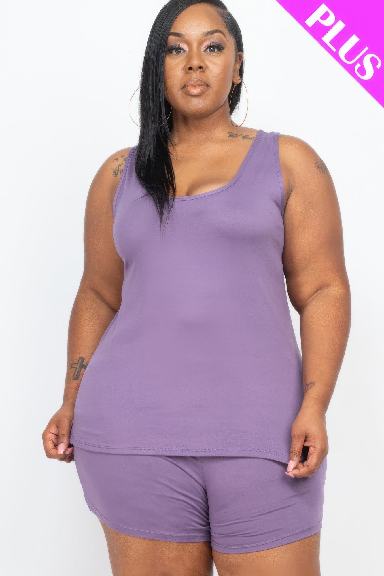 Plus Comfy Tank Top & Shorts Set - AV Fashion’s