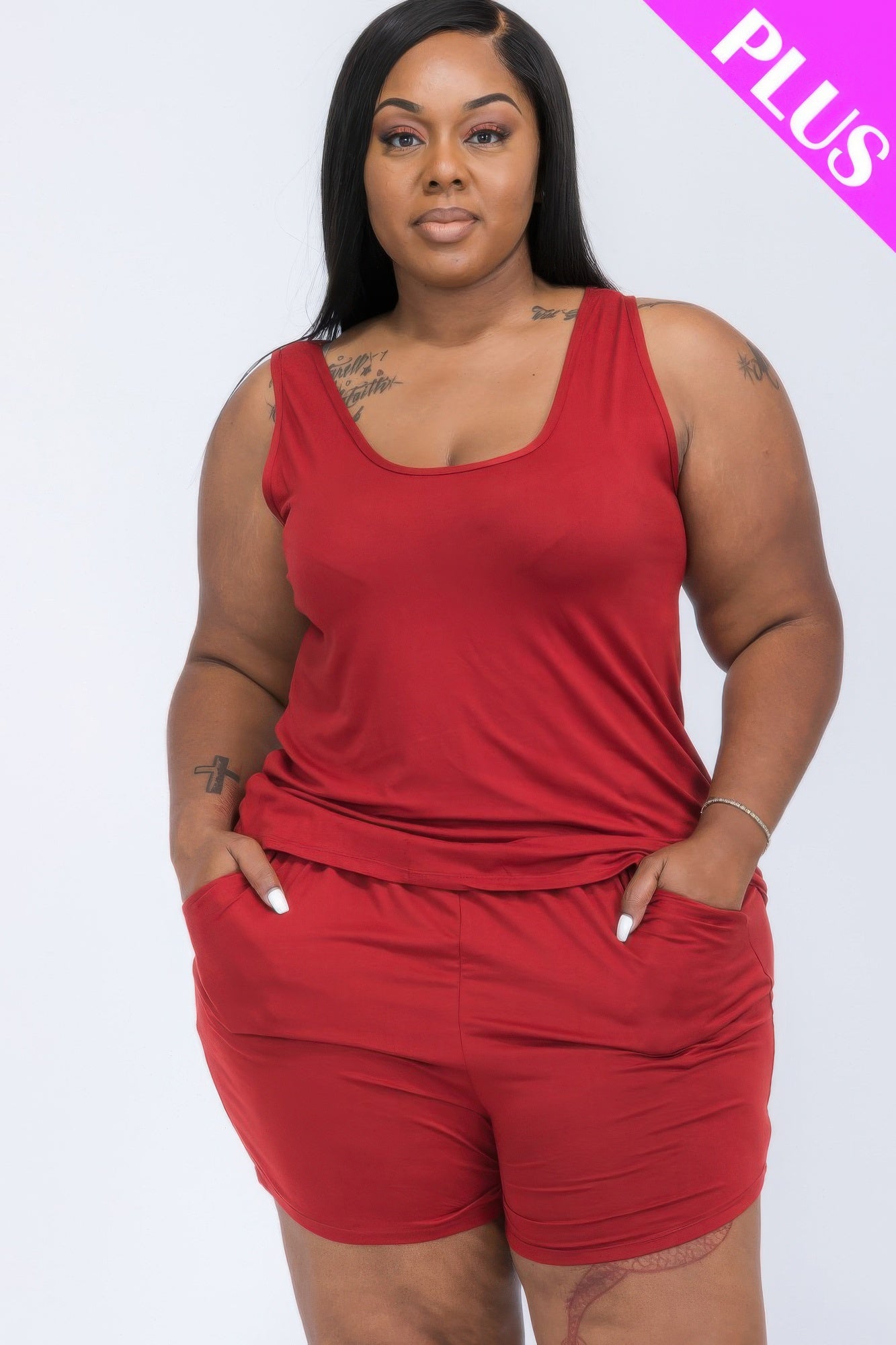 Plus Comfy Tank Top & Shorts Set - AV Fashion’s