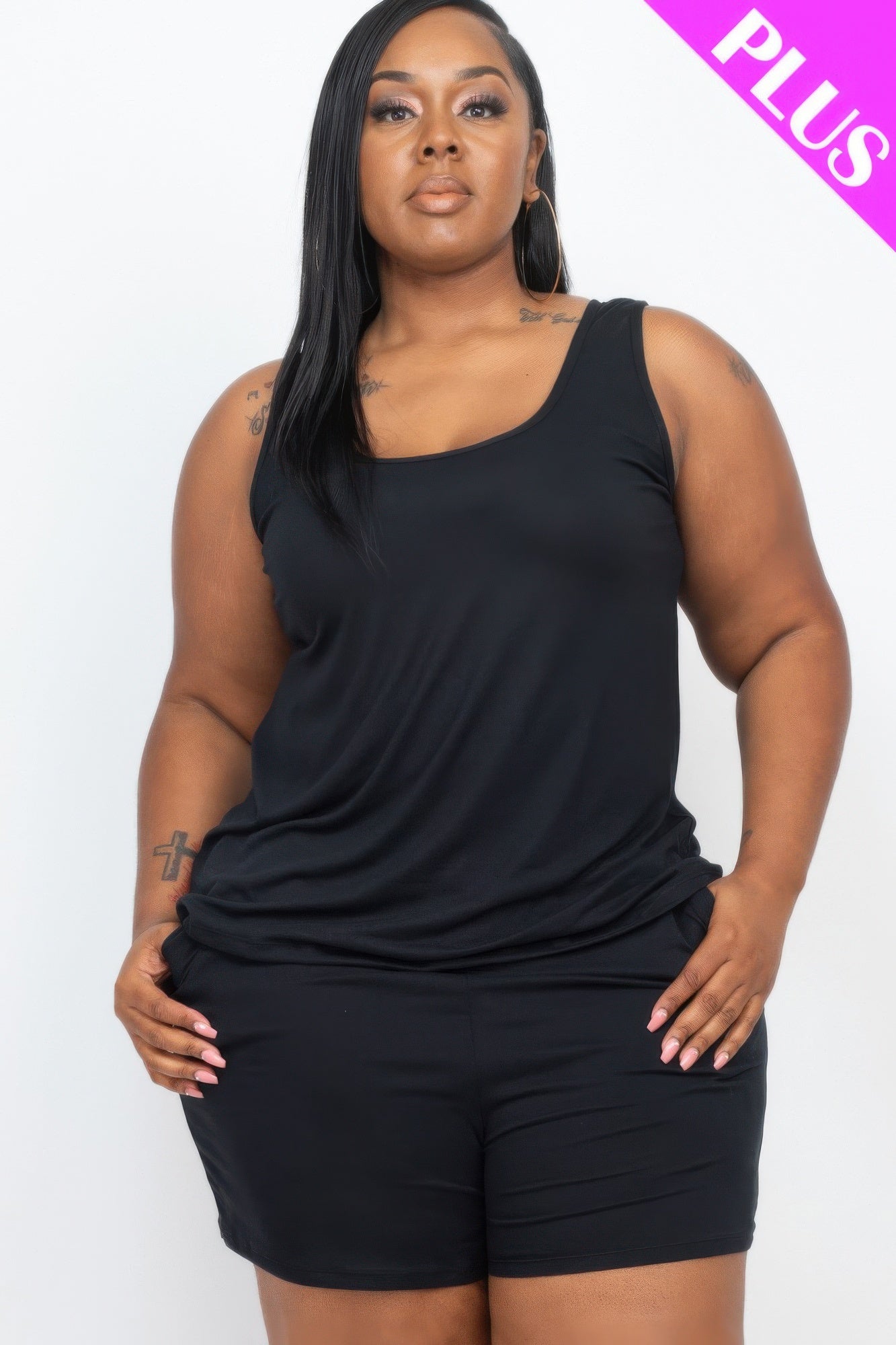 Plus Comfy Tank Top & Shorts Set - AV Fashion’s