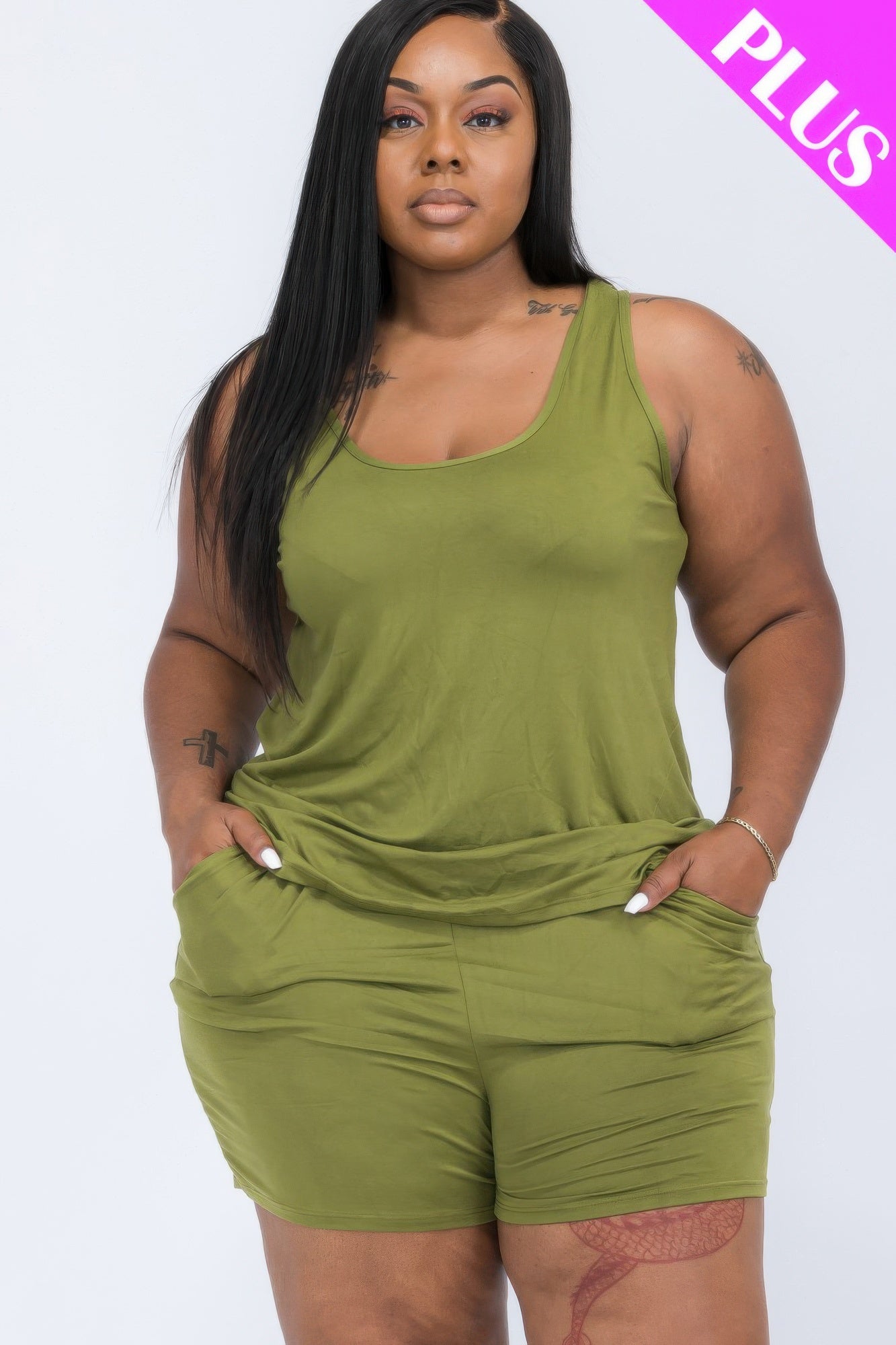 Plus Comfy Tank Top & Shorts Set - AV Fashion’s