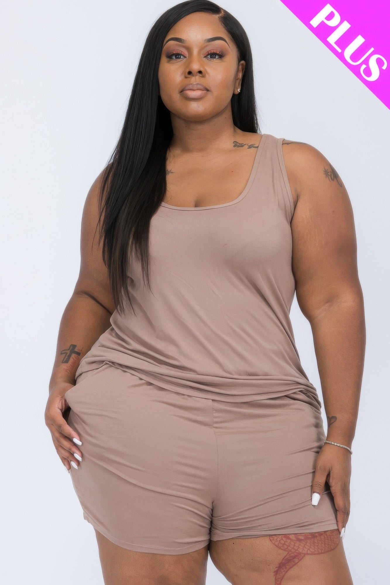 Plus Comfy Tank Top & Shorts Set - AV Fashion’s