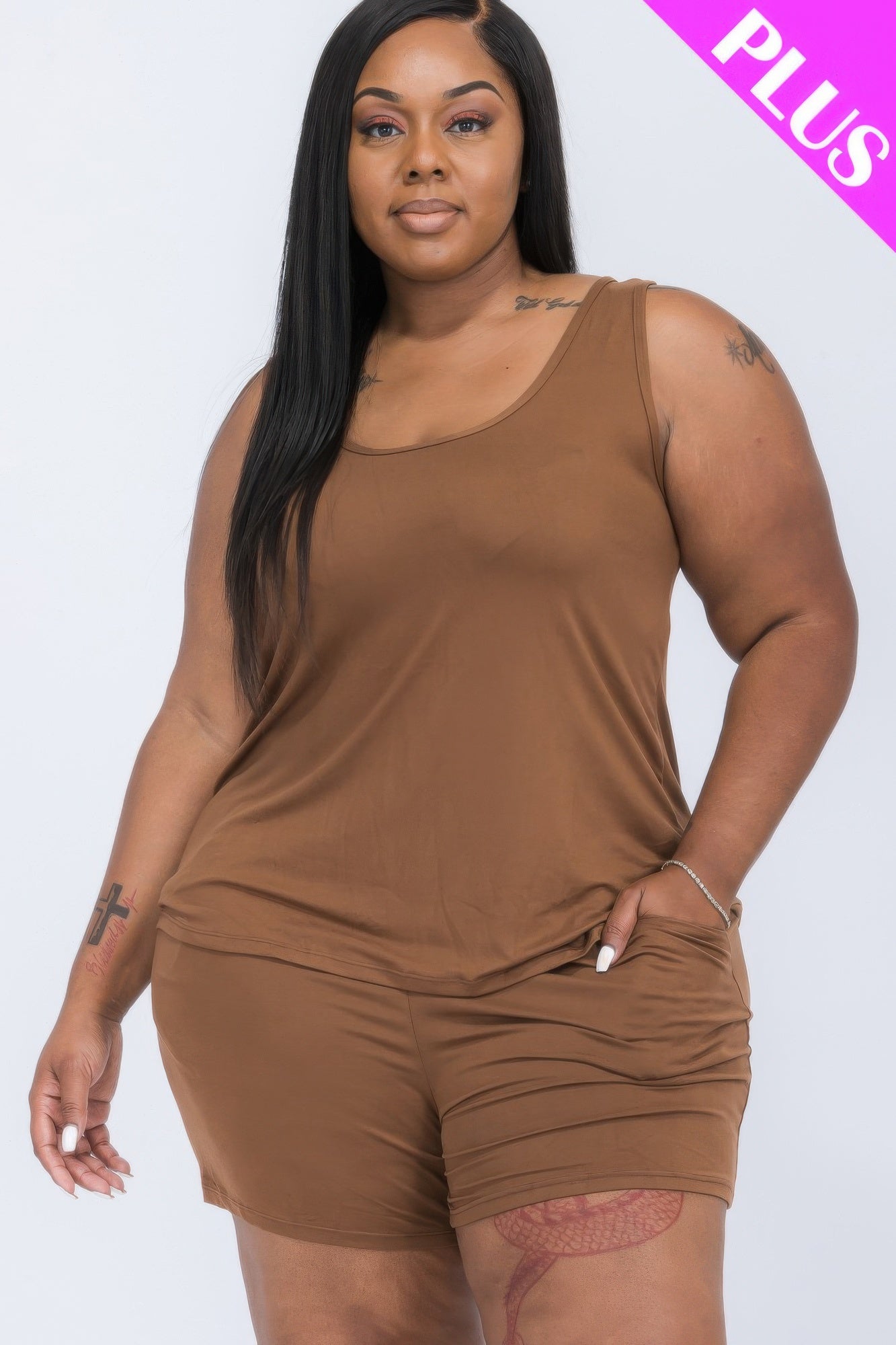 Plus Comfy Tank Top & Shorts Set - AV Fashion’s