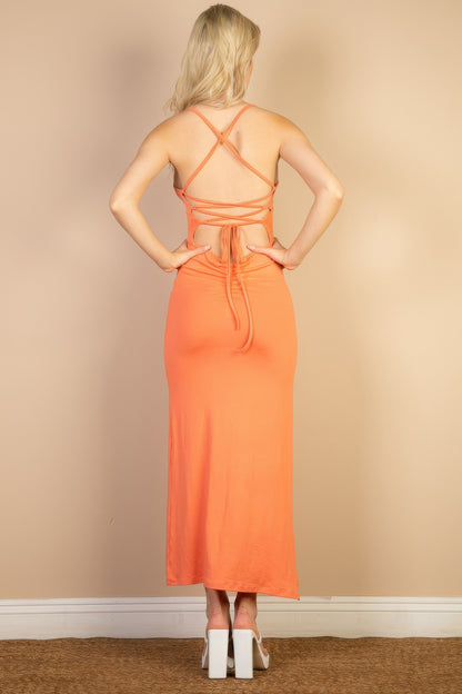 Solid Cami Maxi Slit Dress - AV Fashion’s