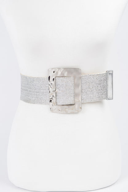 Rectangle Metal Buckle Stretch Straw Belt - AV Fashion’s