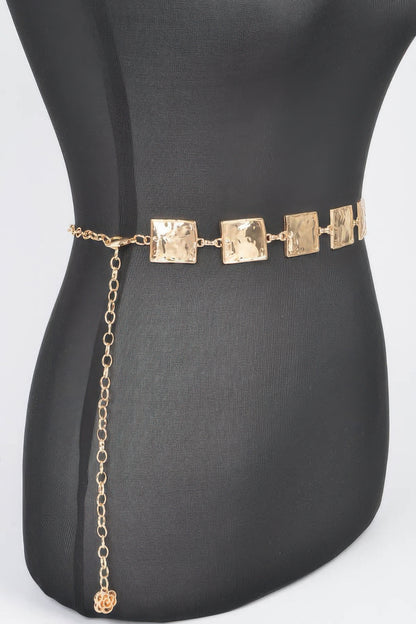 Hammered Square Metal Chain Belt - AV Fashion’s