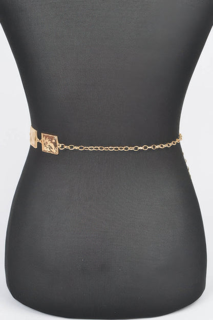 Hammered Square Metal Chain Belt - AV Fashion’s