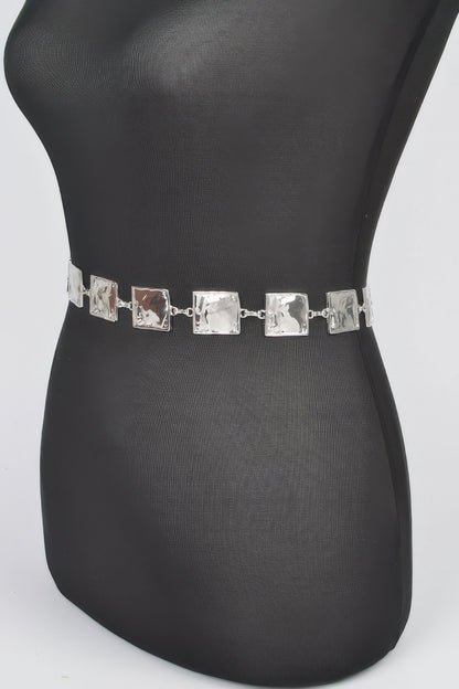 Hammered Square Metal Chain Belt - AV Fashion’s