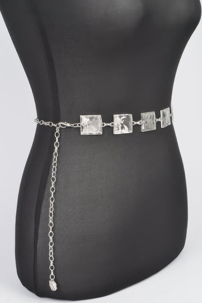 Hammered Square Metal Chain Belt - AV Fashion’s