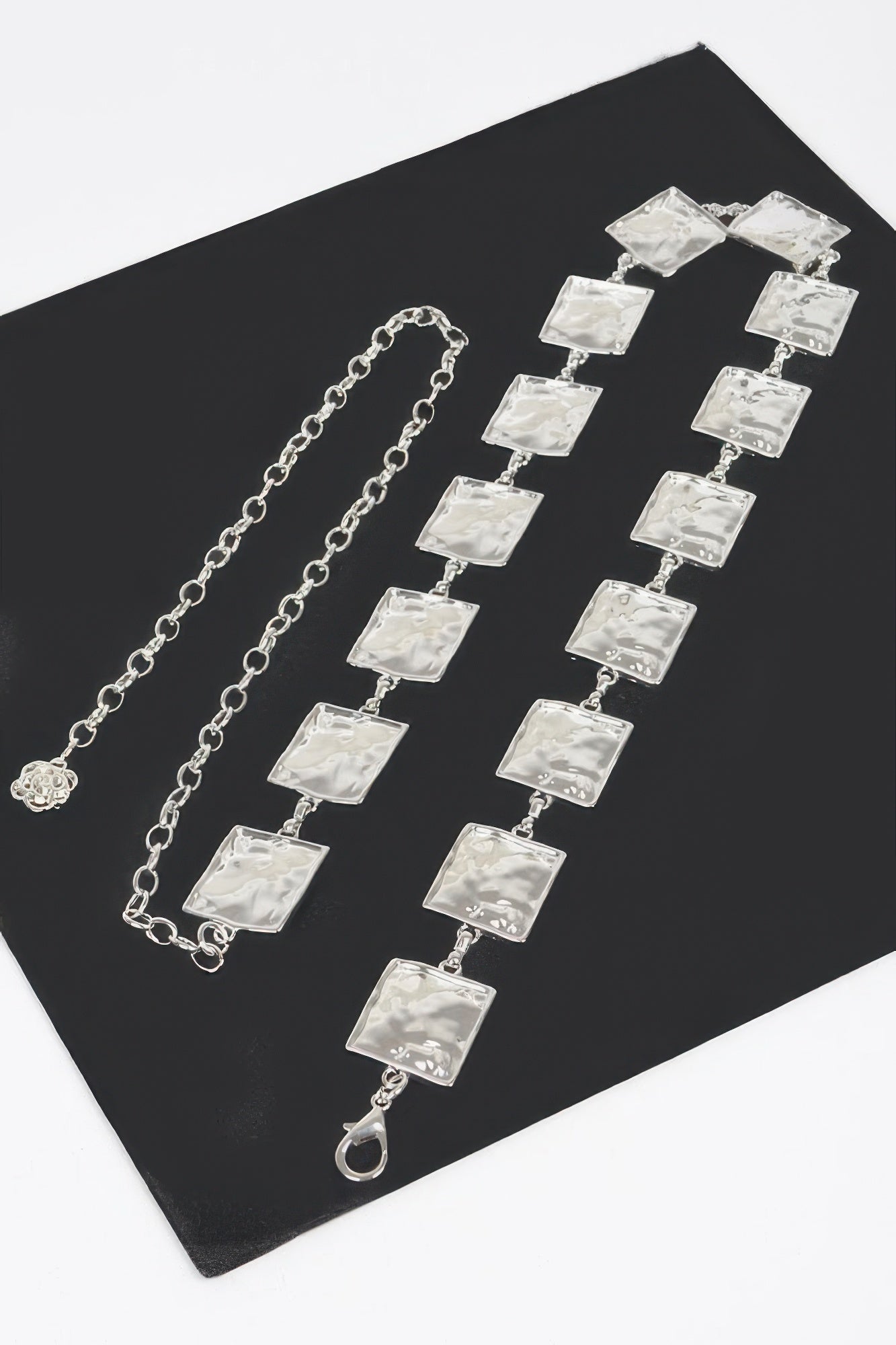 Hammered Square Metal Chain Belt - AV Fashion’s