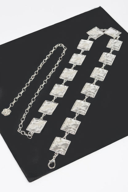 Hammered Square Metal Chain Belt - AV Fashion’s