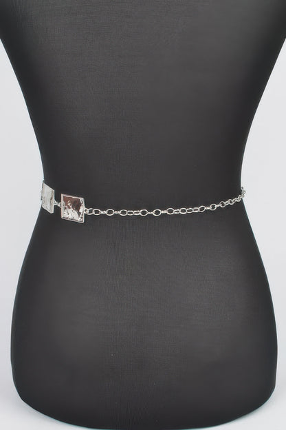 Hammered Square Metal Chain Belt - AV Fashion’s