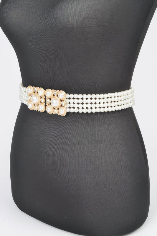 Faux Pearl Elastic Belt - AV Fashion’s