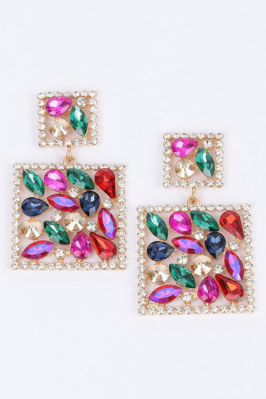 Square Dangle Rhinestone Earring - AV Fashion’s