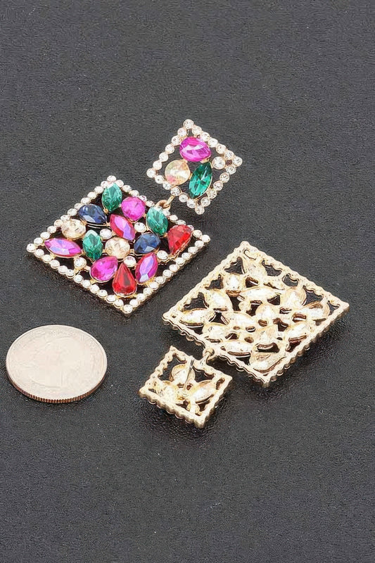 Square Dangle Rhinestone Earring - AV Fashion’s