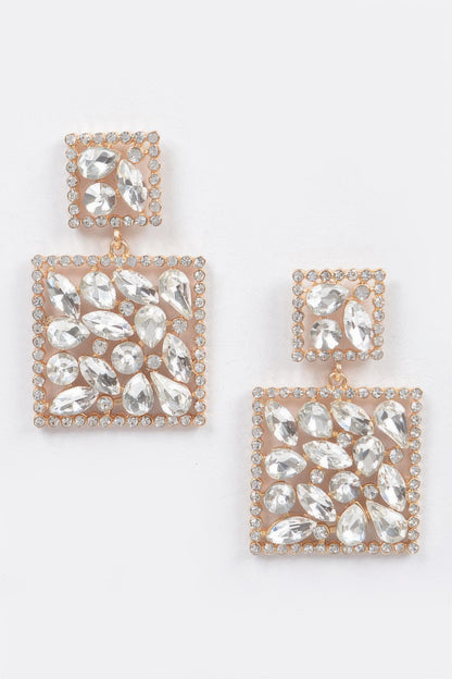Square Dangle Rhinestone Earring - AV Fashion’s