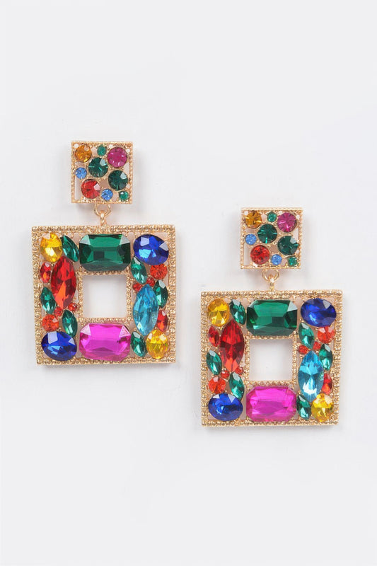Double Square Bejeweled Earring - AV Fashion’s