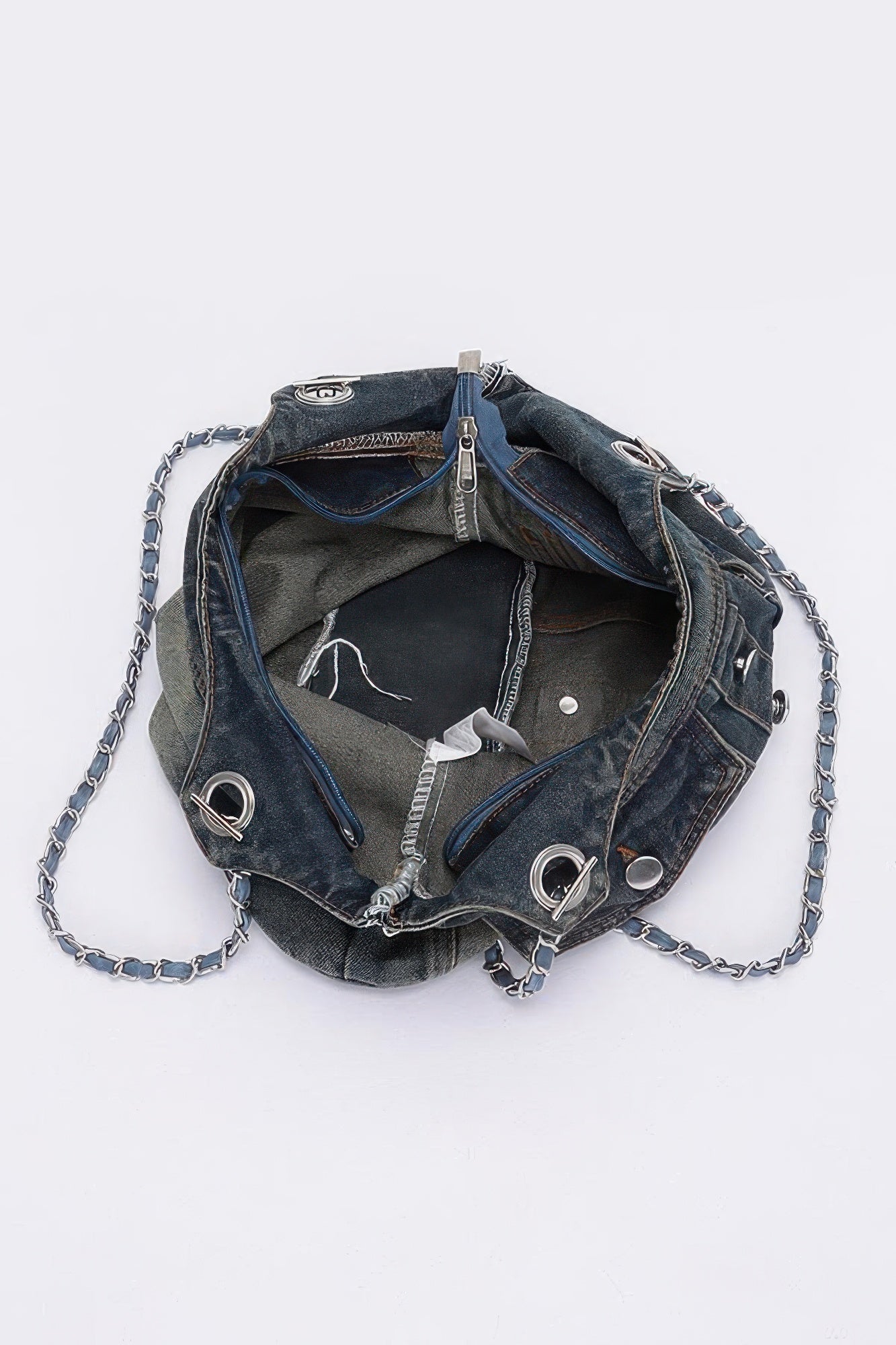 Washed Denim Double Pockets Tote Bag - AV Fashion’s