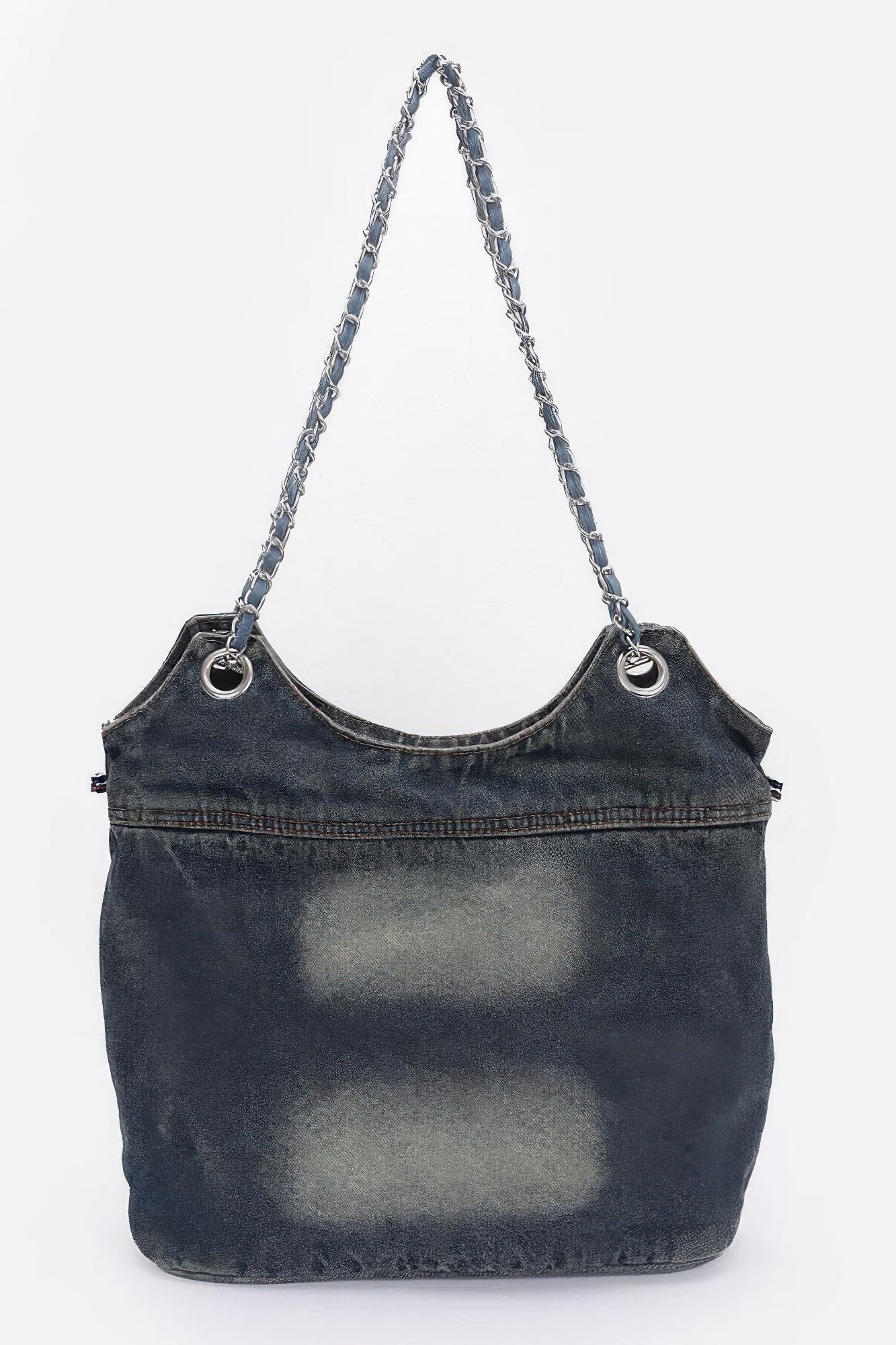 Washed Denim Double Pockets Tote Bag - AV Fashion’s