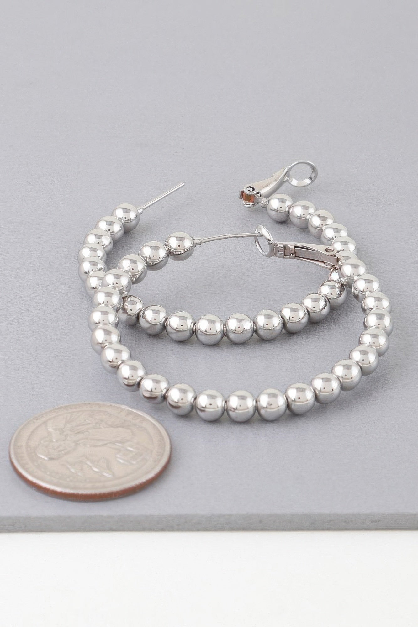Shiny Beaded Hoop Earrings - AV Fashion’s