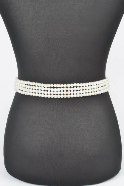 Oversized Flower Pearl Elastic Belt - AV Fashion’s